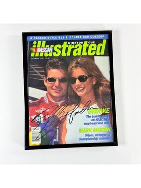 1997 NASCAR Illustrated Magazine Jeff Gordon Signed Cover In Black Frame
